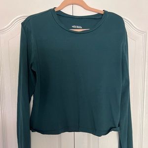 Teal cropped log sleeve shirt